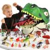 Funk Doggie Dinosaurier Spielzeug, Realistische Modelle, 53-teiliges Dinosaurier Figuren Set mit Schönem Aufbewahrungsbox, Bäumen, Fossilien, Tyrannosaurus Rex,