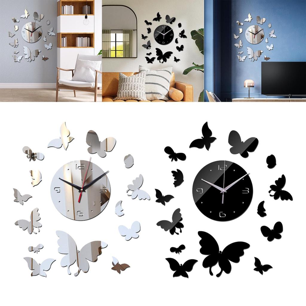 Modern Wall Clock Art Decal Removable Acrylic Mute for Office Decor
