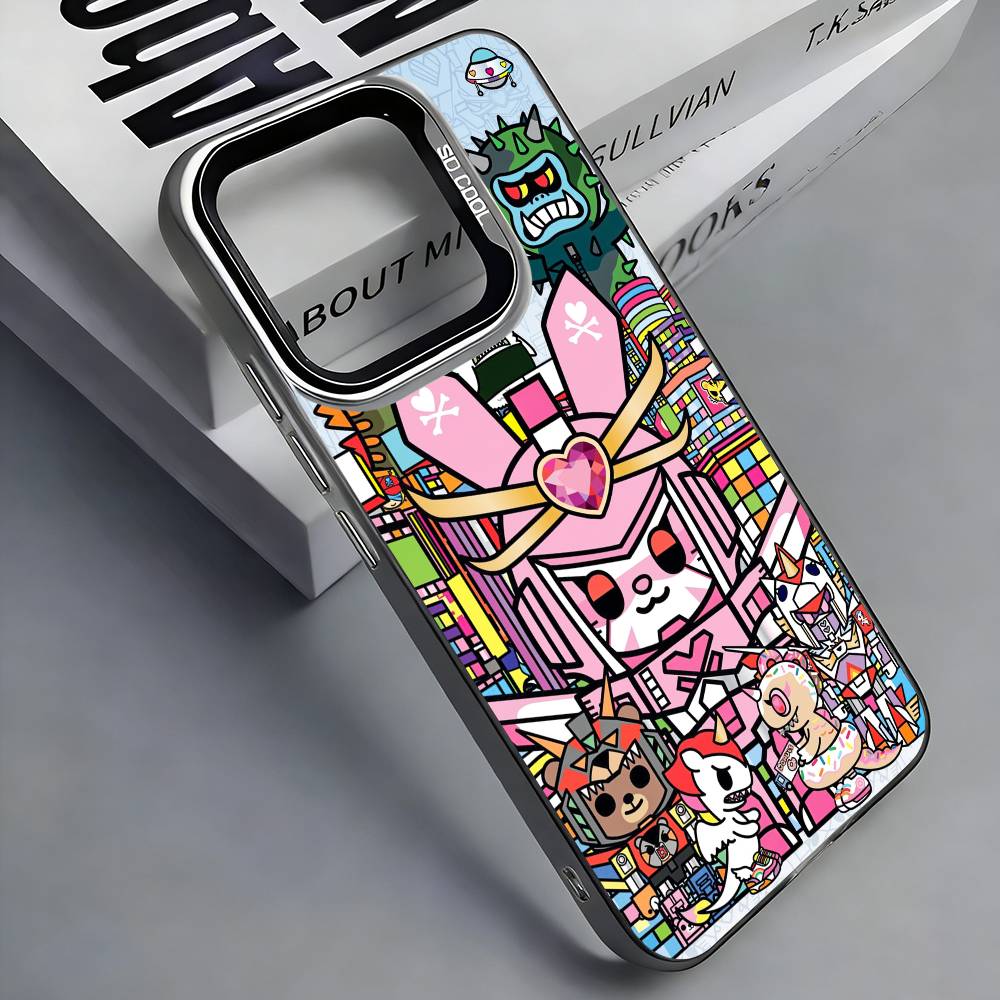 Japan T-Tokidokis Phone Case For iPhone 17,16,15,14,13,12,11 Plus,Pro Max,Colored Silver Phone Case