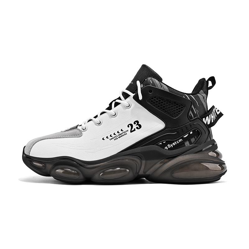 

Мужские весенние дышащие кожаные высокие баскетбольные и беговые кроссовки с увеличением роста 43