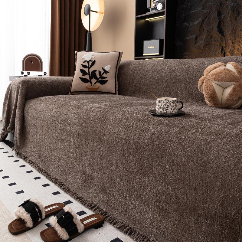 

1 шт. однотонное толстое полотенце для дивана, всесезонное универсальное, подходит для домашних животных, цельное покрывало-одеяло, противоскользящее и машинная стирка 180x130cm коричневый