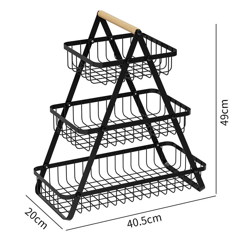 Wrought Iron Multi-Layer Storage Basket: Fruit, Bread, and Vegetable Organizer for Kitchen and Living Room