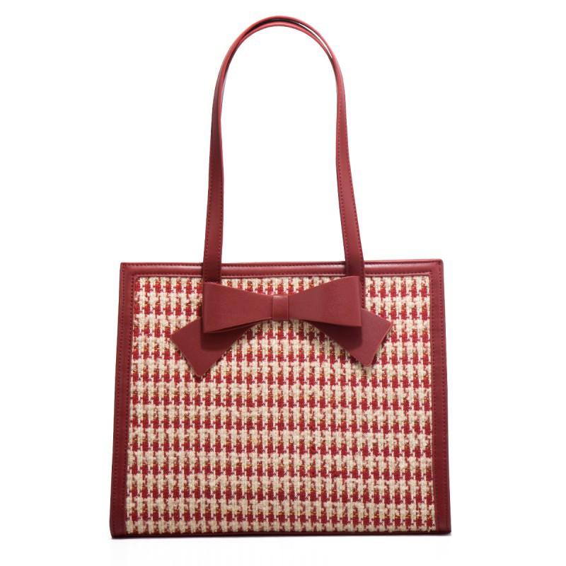 Red Bag 2025 New Wedding Women's Houndstooth High-quality Large-capacity Single-shoulder Tote Bride's