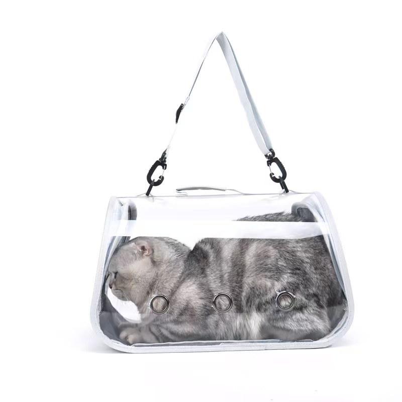 Transparent Outdoor Cat Carrier Backpack - Breathable, Panoramic View, Portable, Handheld & Shoulder Bag.