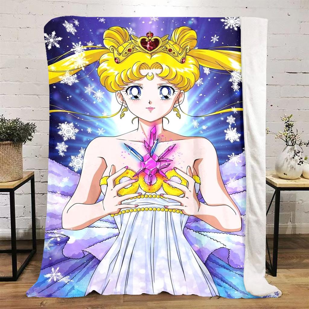 Japanese anime cute cartoon theme Sailor Moon Tsukino Usagi blanket suitable for home beds, sofa covers, office nap, outdoor warm blankets O13