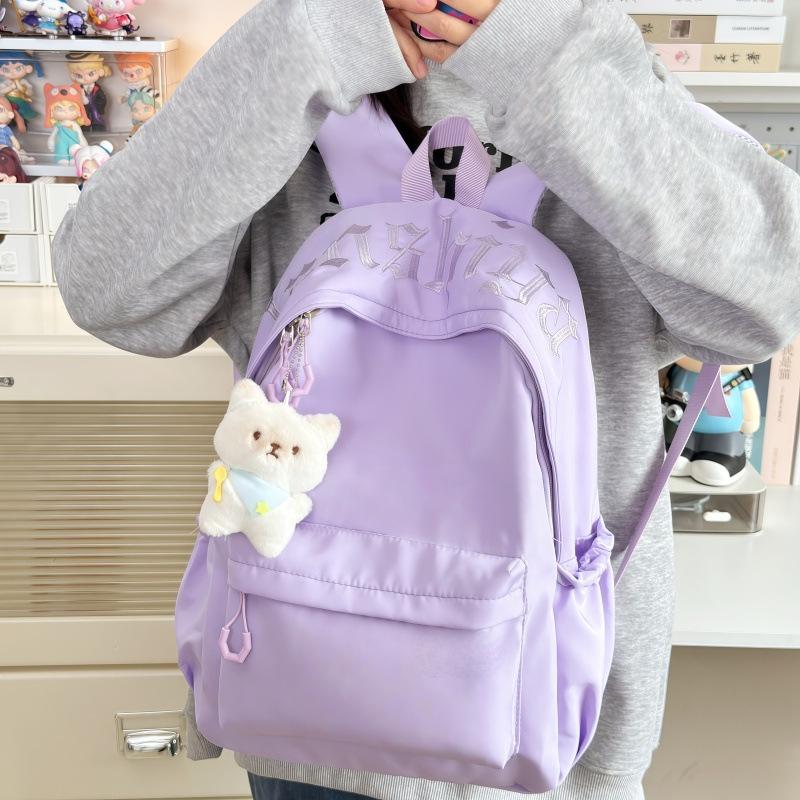 Schoolbag Backpack Solid Color Korean Version Campus Class Backpack Large Capacity Simple Versatile Japanese College Style Student School Bag