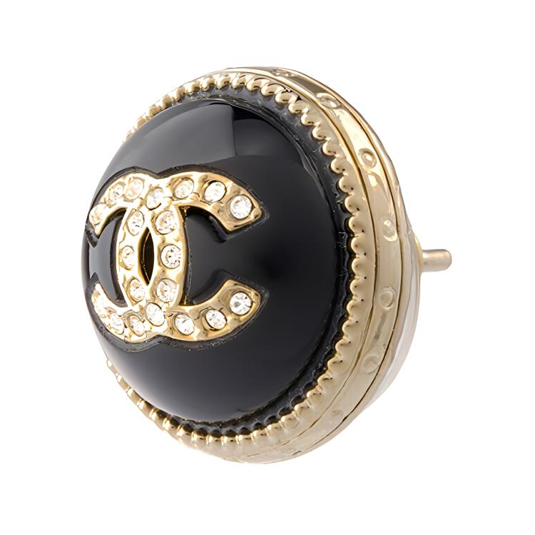 Chanel 22C Early Spring Double C Resin Stud Earrings Women earrings Black AB7775-B07472-NG629