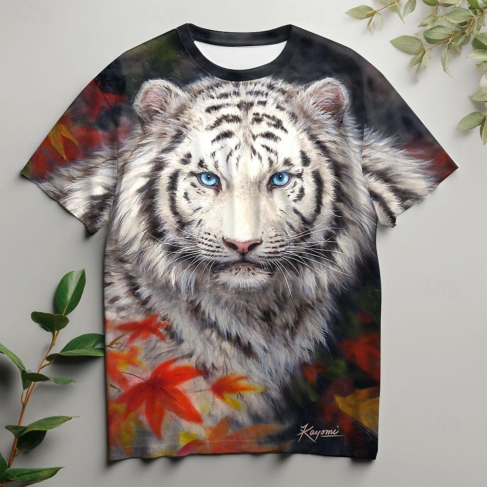 

Kayomi Harai Men s 3D Tiger T Shirt Short Sleeve T shirt 3D Print Crew Neck Shirt Fashion Exaggerated Daily Party XL