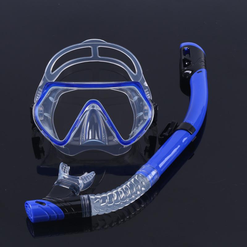 Maschera da Immersione in Silicone per Bambini e Adulti con Snorkel - Lente in Vetro Temperato HD, Montatura Grande