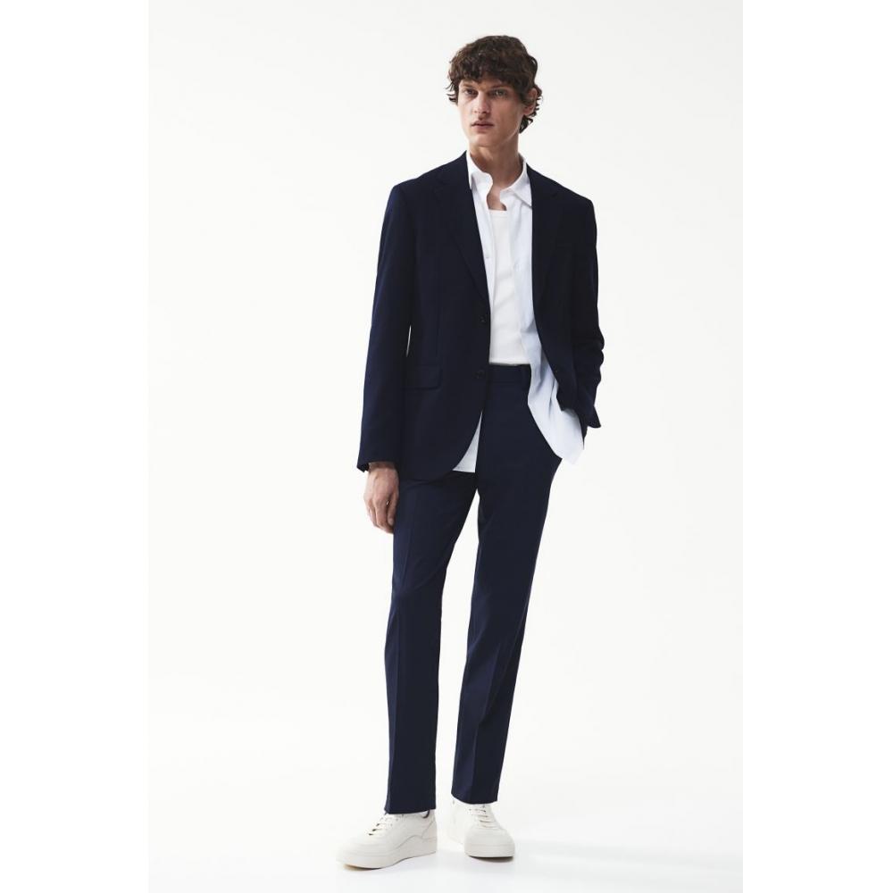 H M Regular Fit Suit Pants Navy Blue
