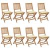 Folding Garden Chairs Set of 8 with Cushions Acacia Wood