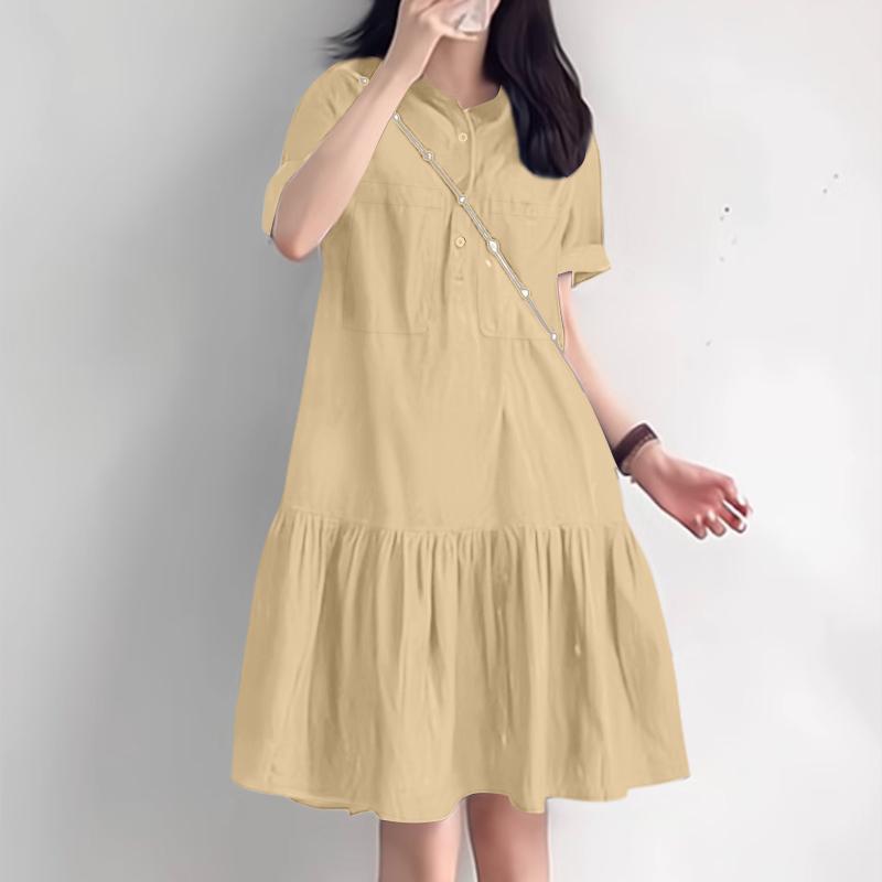 

ZANZEA Женское повседневное свободное платье-рубашка с отложным воротником и короткими рукавами 3XL