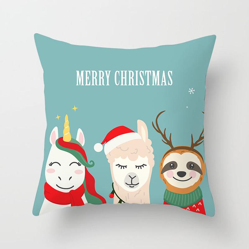 Ins Nordic Style Pillow Cover for Home Peach Skin Pillow Cartoon Animal Alpaca Car Pillow Sofa Cushion Cover