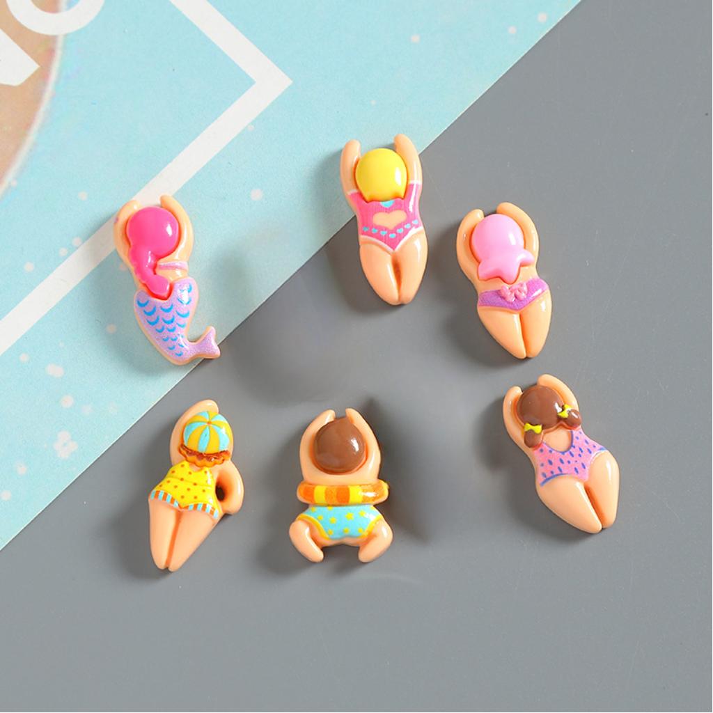 6 Stück Schwimmende Jungen Mädchen Sport Harz Schuhe Charms Ornamente DIY Armbänder/Taschen/Tassen Ornamente Weihnachtsfeier Geschenke für Mädchen Jungen