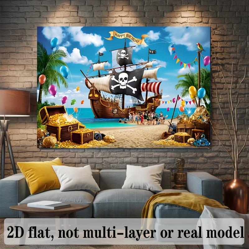 One 2D flat banner specially designed for the pirate adventure birthday celebration event as a photo prop. Polyester