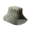 Vintage street style washed wide-brimmed sun protection embroidered fisherman hat for women, camping bucket hat, western cowboy hat