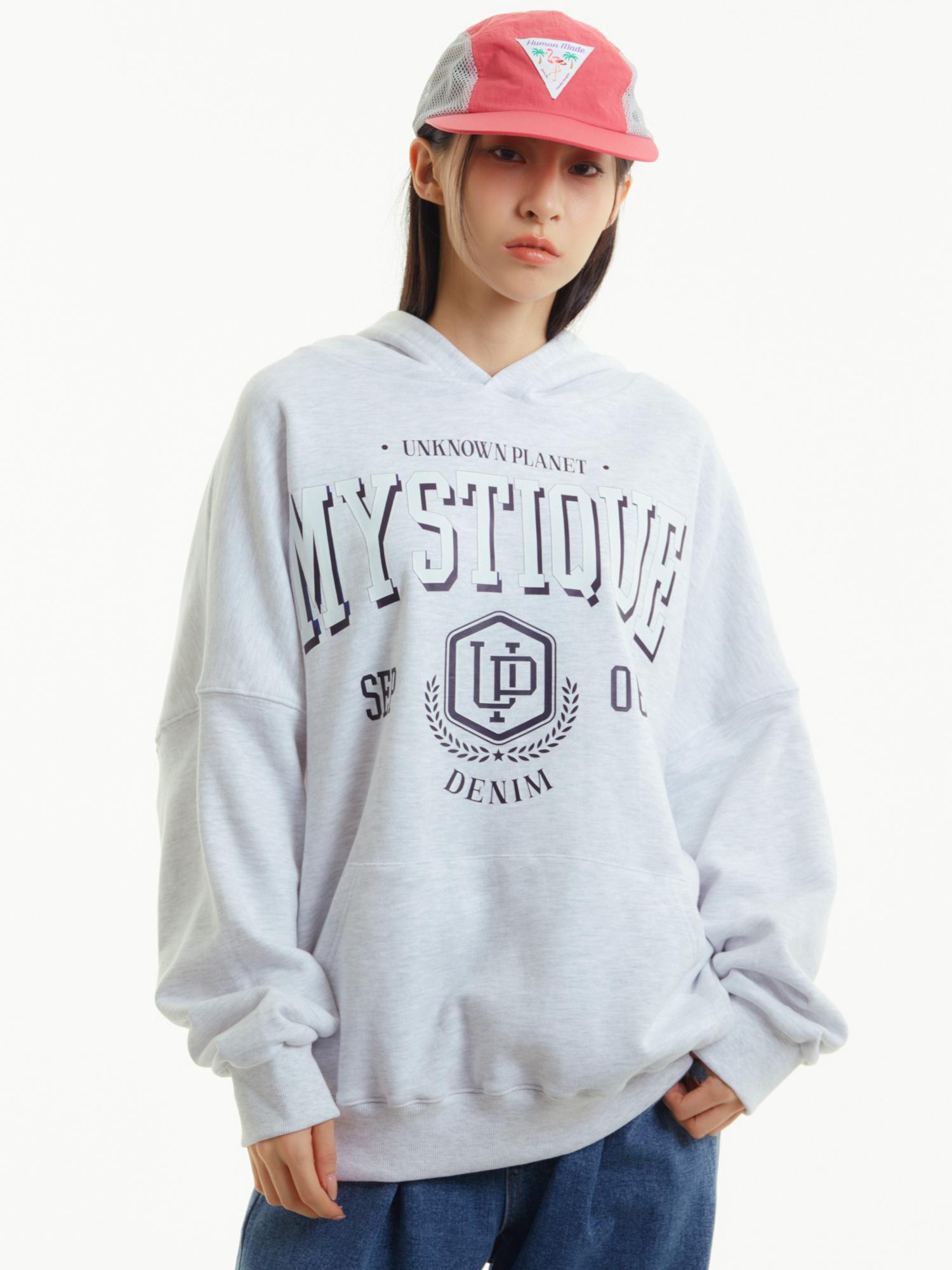 Unknown Planet Varsity Hoodie White Melange Free