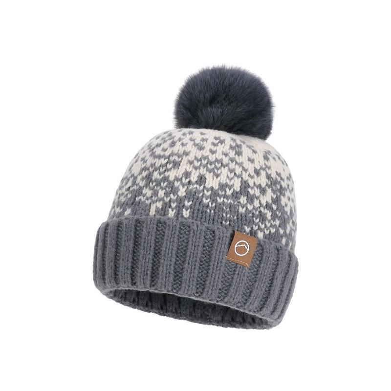 Fashionable Knit Hat With Fleece Lining For Women Winter Warmth And Wind Resistance Gray