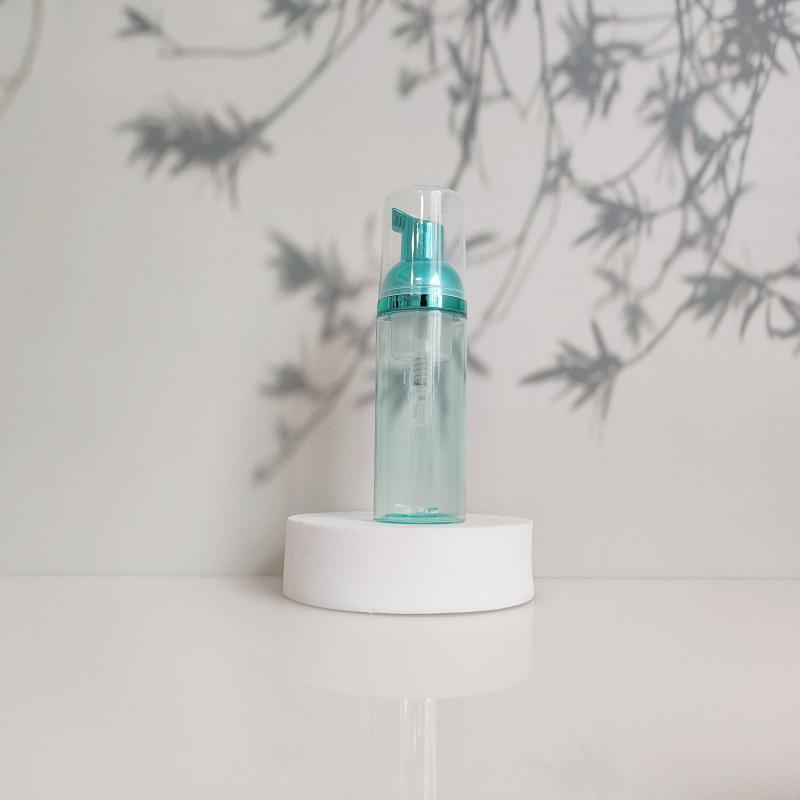 60ml Portable Transparent Green Facial Cleanser Foaming Bottle