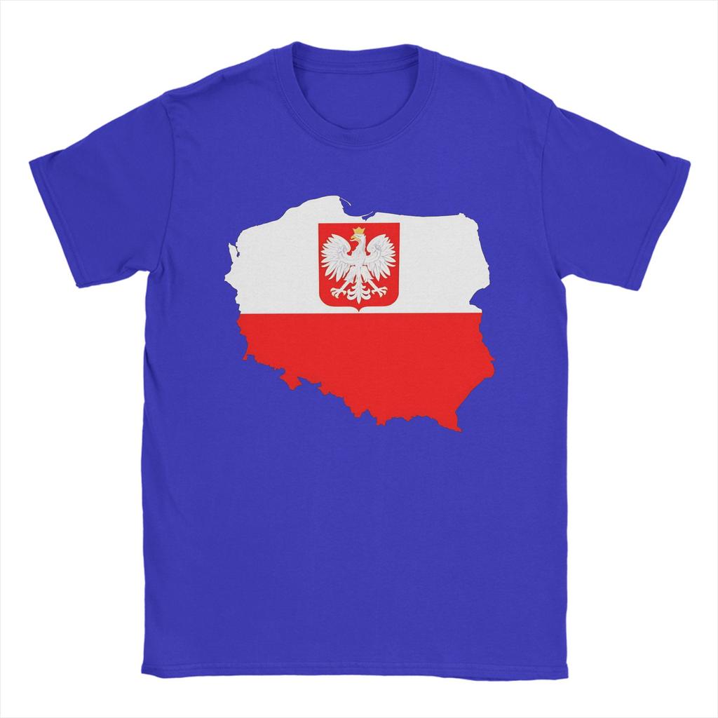 Poland Flag Map With Coat Of Arms T Shirt Beach Casual T Shirts 100 Cotton Trending Tshirt For Unisexs Shortsleeve Casual Tees