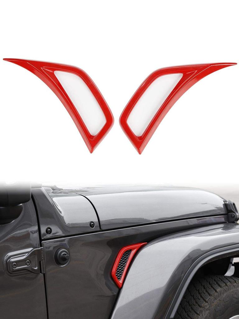 1pair Front Wheel Fender Vent Cover Trim Eyebrow Side Air Outlet Vent Decoration Sticker For Jeep Wrangler JL Gladiator JT 2018+