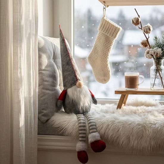 Langbeinige Plüsch-Gnom-Weihnachtspuppen-Dekoration, Lange Beine Weiche Schwedische Figur, Nordischer Stil Feiertags-Stoff-Elfen-Zwerg-Schmuck für Zuhause