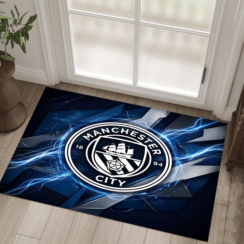 Manchester City Design Crystal Velvet Carpet Cozy Non?Slip Printed Rug For Bedroom Living Room Entrance