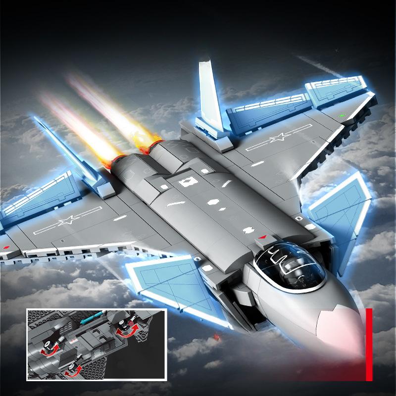 576pcs Military Series Air Force J-20 Stealth Fighter Children's Building Block Toys No Box