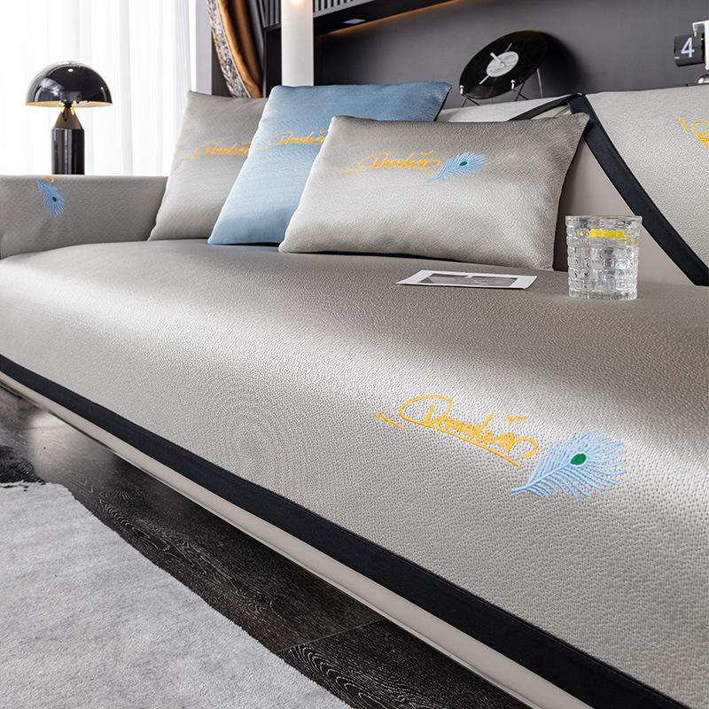 

Ice Silk Summer Sofa Cushion Non-Slip Mat Modern Lux Leather Sofa Cover Seat Backrest Towel for Home Decor 70*70cm