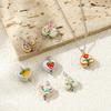 2Pcs Resin Double-Sided Charms Heart Painted Flower Strawberry 304 Stainless Steel Pendants For DIY Necklace Making 21mmx15mm