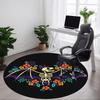 1 Stück Fledermaus Skelett Blumen Büro Runder Teppich, Rutschfest, Weich und Langlebig Büroteppich für Innendekoration, Perfekt für Büro