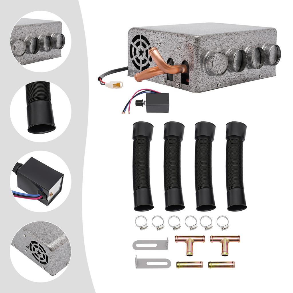 12V 4 Port Universal Heater Under Dash Heater Air Heater Copper Iron Durable Blower Motor Defrost Defog Warm Feet Cabin Heater Easy Installation Self