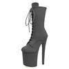 20CM Stiletto Suede Sexy Round Toe Pole Dance Boots - Platform Nightclub Model High Heels for Plus Size