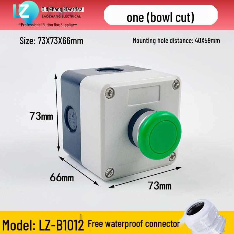 IP65 Waterproof Button Box with Emergency Stop & Indicator Light - 12345-Hole Plastic Enclosure