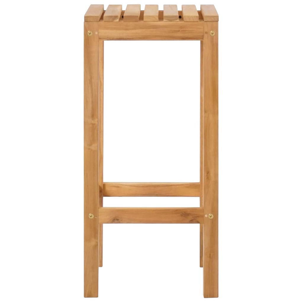 Bar Stool Set of 2 Natural Solid Teak Wood