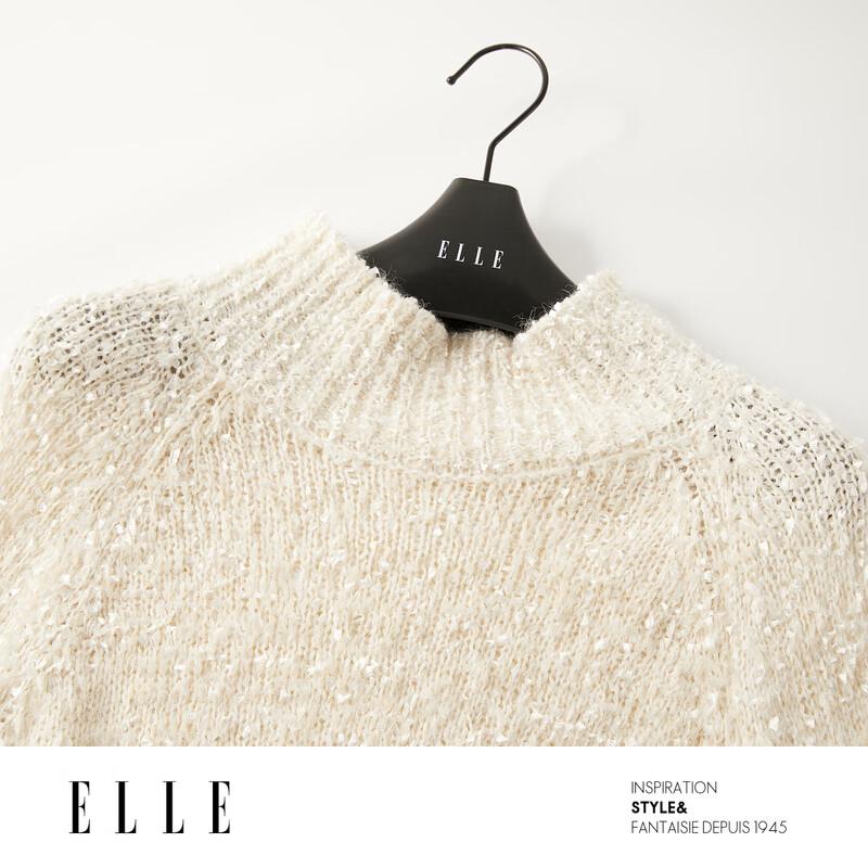 ELLE French Style Lambswool Semi-High Collar Sweater
