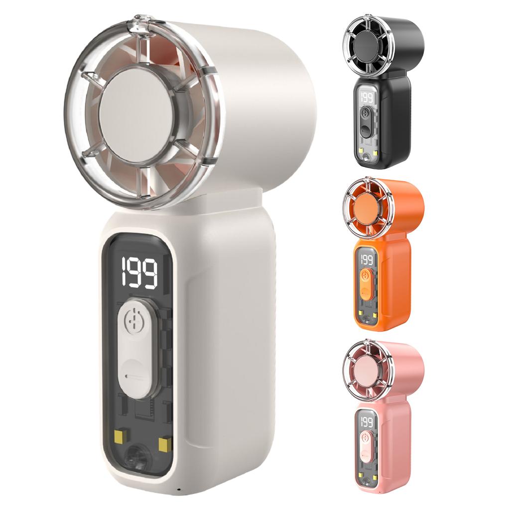 Portable Handheld Turbo Fan 199 Speed Rechargeable Small Pocket Fans with Flashlight Cooling Fan for Travel/Outdoor/Home/Office