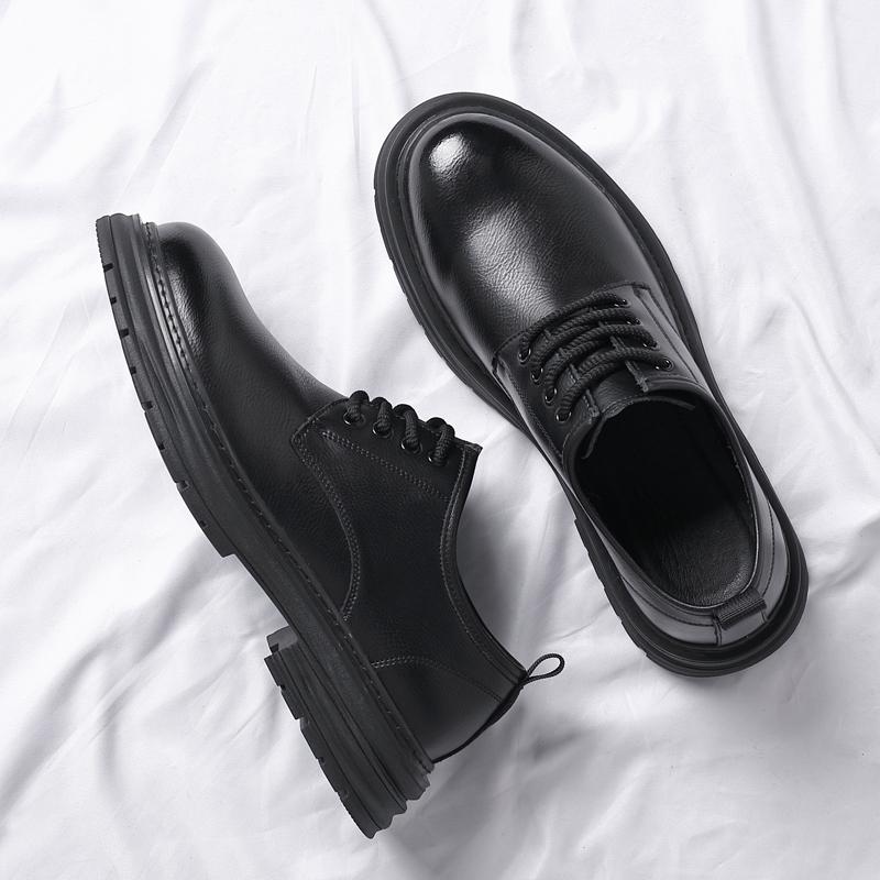Fashion Luxury Men's Leather Shoes Fashion Designer's Minimalist Style Leisure Business and Office Black Derby Shoes High-quality Hombre