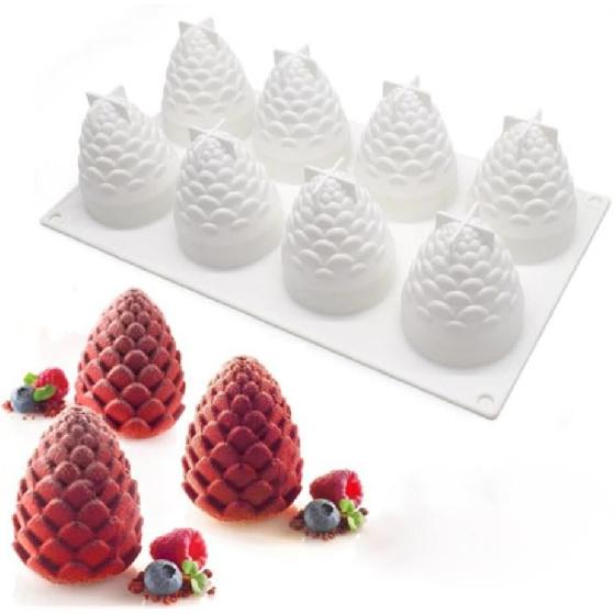 Pine Cone Nuts Shape Silicone Molds Cake Decorating Tools Bakeware French Dessert Mousse Cake Mold Baking Cupcake Silicone Mousse Mold - 8 Cavities