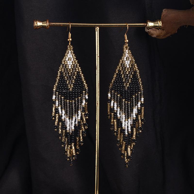 Retro Bohemian Long Beaded Earrings for Women