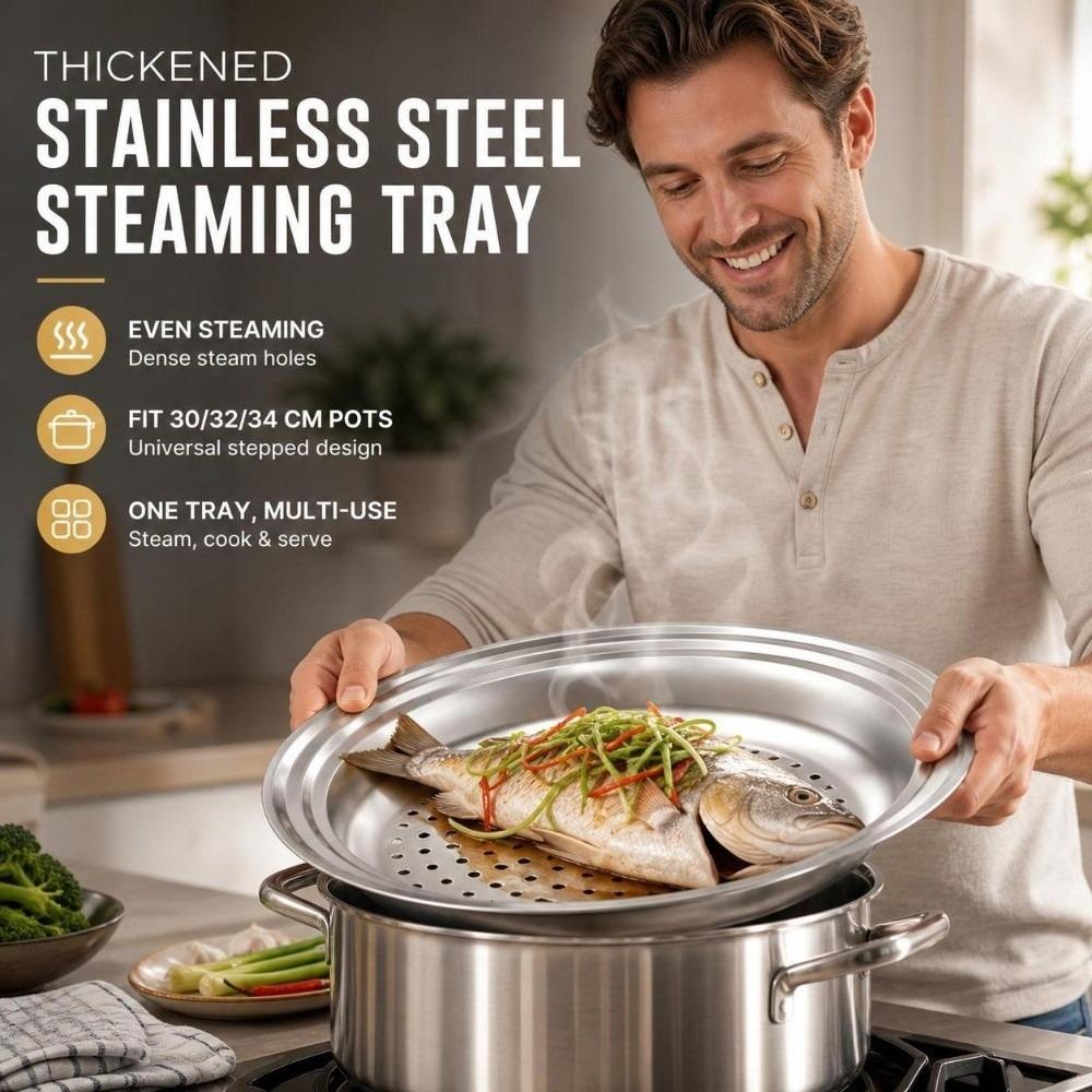 Universal Stainless Steel Steamer Tray 30/32/34cm Kitchen Cooking Tool  Wok Accessories