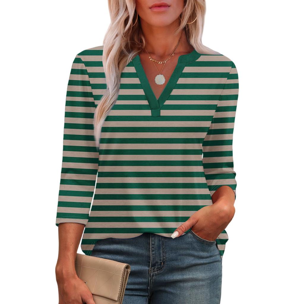 3/4 Sleeve Shirts For Women Tees Blouses Casual Plus Size Basic Tops Pullover Ladies Tunic Blouses