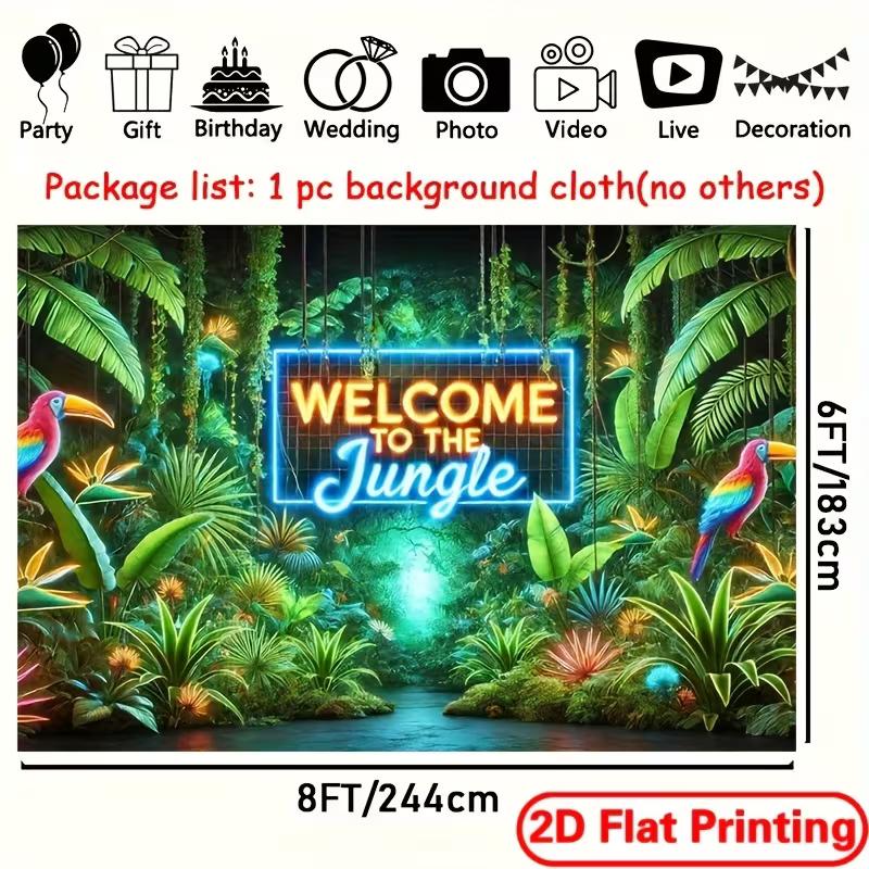 2D Green Jungle Toucan Background Cloth Neon Sign Photo Booth Prop