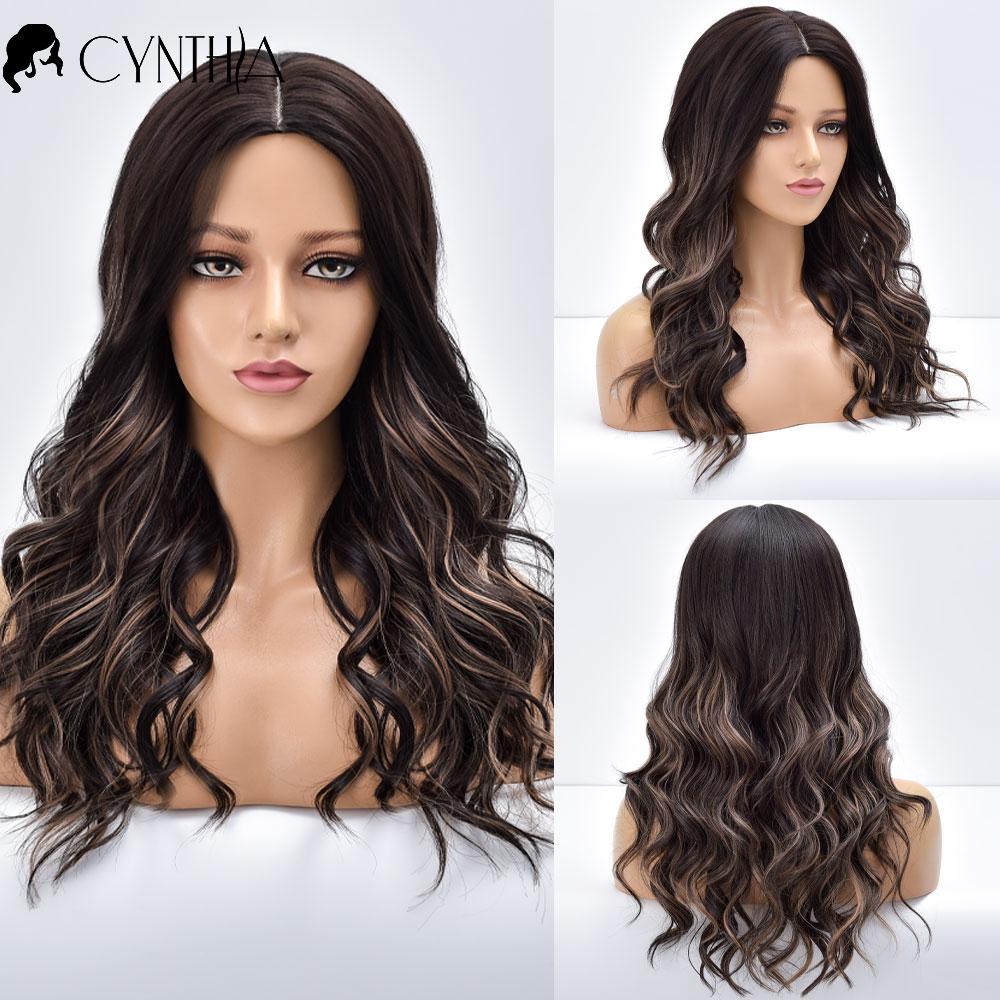 Purple Body Wave Synthetic Wigs For Women Long Ombre Cosplay Party Colorful Wig Natural Hair Heat Resistant Pelucas De Mujer