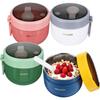 Breakfast Cup with Lid Reusable Plastic Spoons Portable Stainless Steel Yogurt Cup for Cereal Milk Fruit Salad Storage Container