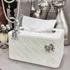 Light Luxury Rattan Tissue Box: Chic Square Design, Spring Lift, Ideal for Living Room & Bathroom Decor.