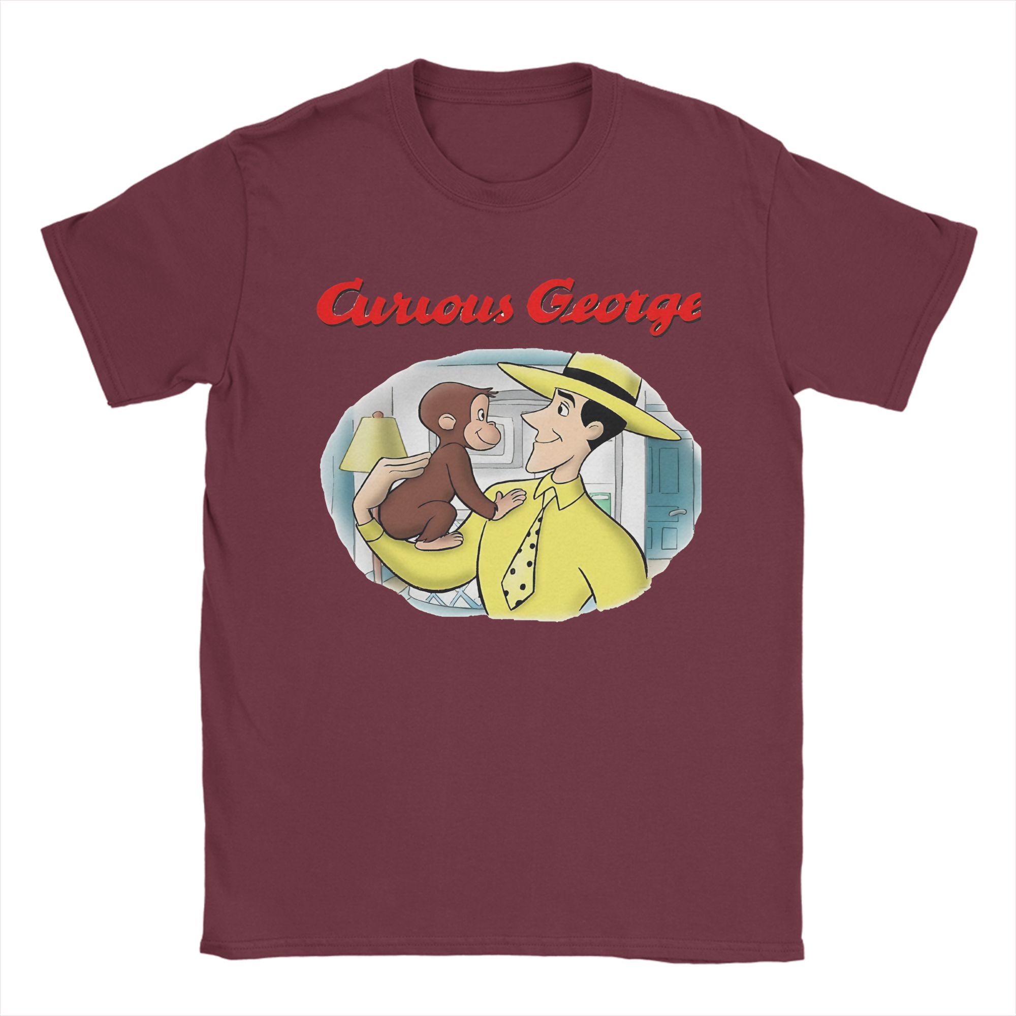 

Vintage Curious George T-Shirt Men s Cotton Short Sleeve Cute Cartoon O-neck Summer Top Tee M