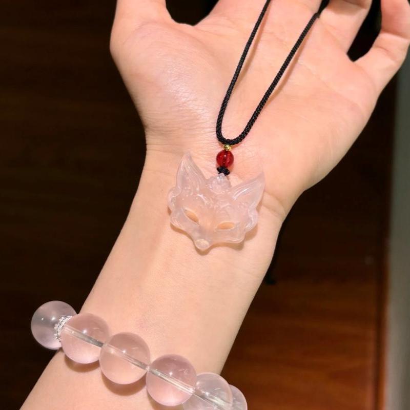 Handmade Necklace For Women Men Resin Fox Mask Pendant Kpop Braided Rope Chain Choker Fashion Jewelry