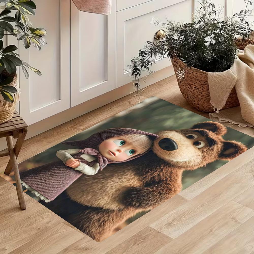Masha Bear Kitchen Carpet Nonslip Floor Mat Ideal For Indoor And Outdoor Entryway Door Mat Laundry Room Bathroom Foot Mat