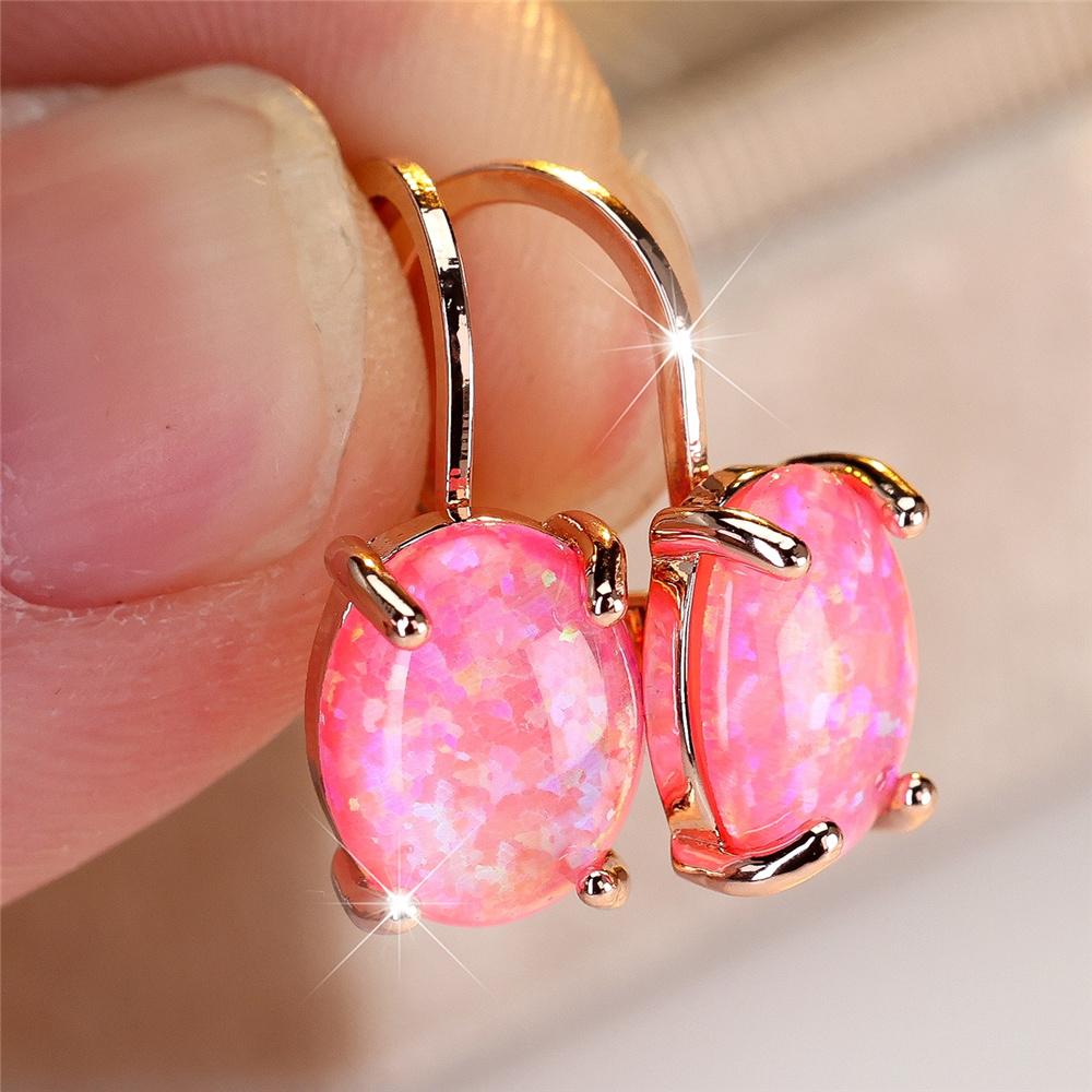 Luksusowe Fioletowo-Niebieskie Białe Opalowe Owalne Kamienie Kolczyki Koła Dla Kobiet Vintage Damskie Srebrny Złoty Kolor Biżuteria Ślubna